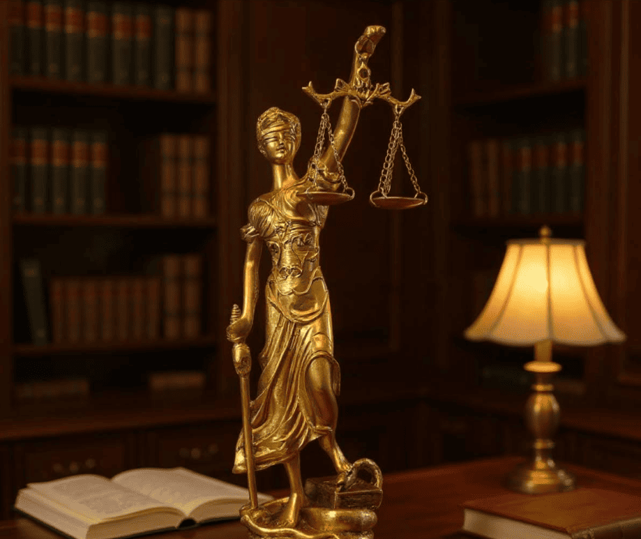 Escultura de la Justicia en Estudio Jurídico Gatica & Asociados
